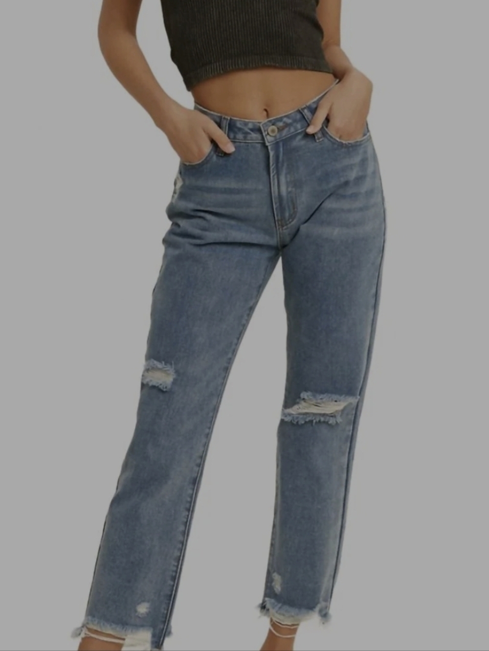 Wishlist Blue Distressed Straight-Leg Jeans - Picture 1 of 6